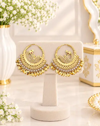 Bali Gold Plated Jadauu Earring — Earring, RW2827