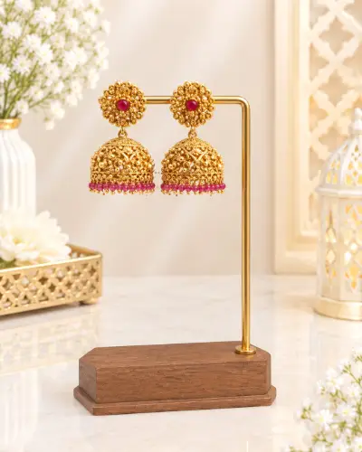 Gold Plated Jhumka Earring — Earring, RW2490